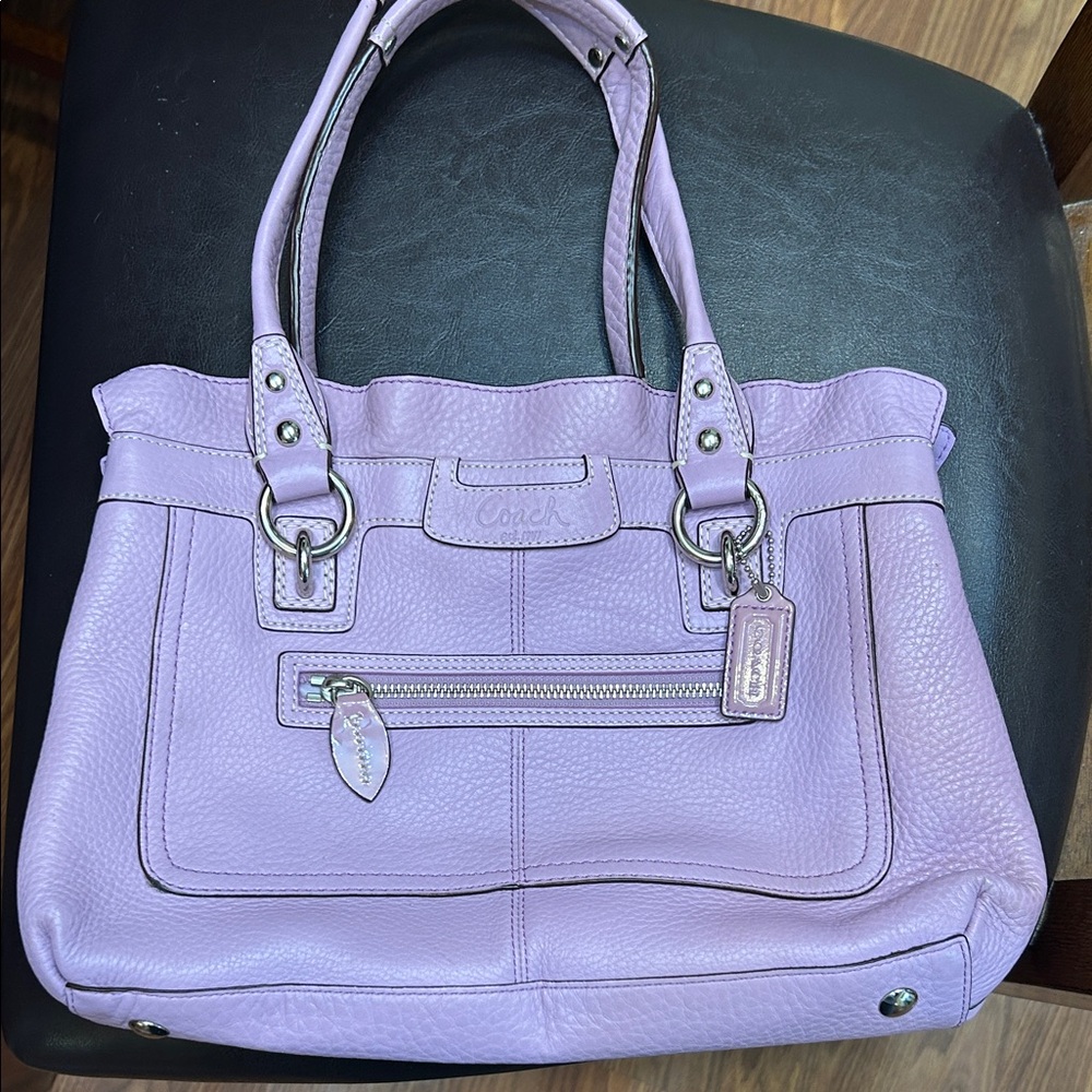 Coach Penelope Purple Lilac Leather Shoulder Tote